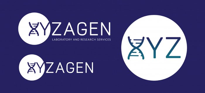 Xyzagen Logos on Dark Blue Background